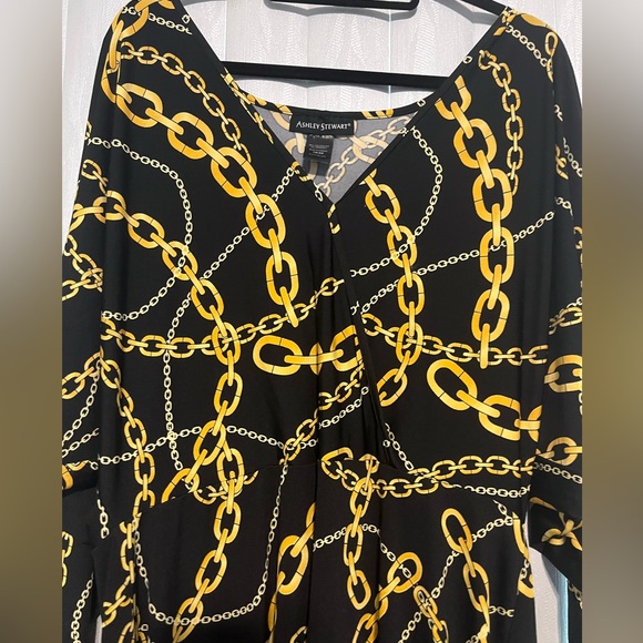 Ashley Stewart Black and Gold Chain Print Maxi Dress - Picture 4 of 10